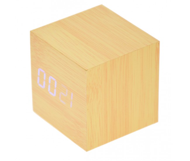 Ceas de birou, design lemn , temperatura, activare cu sunet - VST869CREM