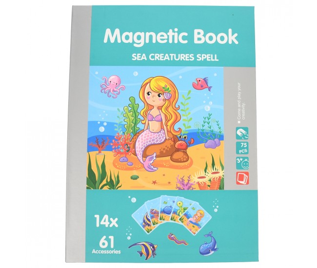 Carticica magnetica- Set Puzzle magnetic, cu animale subacvatice, 61 accesorii - 11033069I