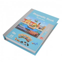 Carticica magnetica- Set Puzzle magnetic, cu vehicule, 59 accesorii -68075