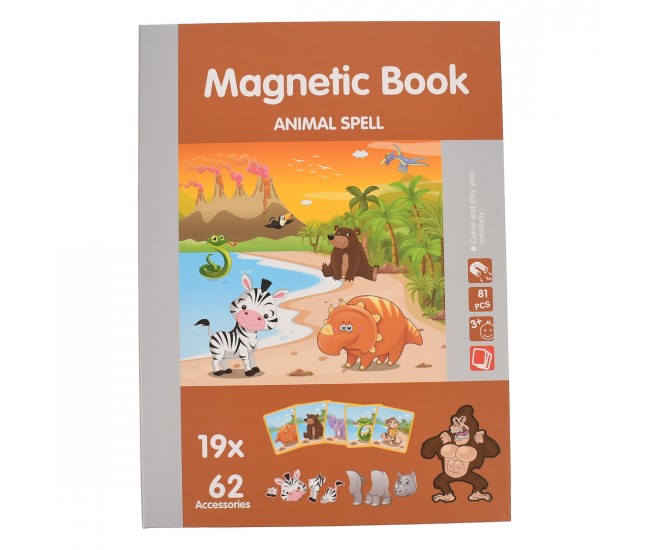 Carticica  Magnetica- Set Puzzle magnetic, cu animale, 62 accesorii - 11033069G