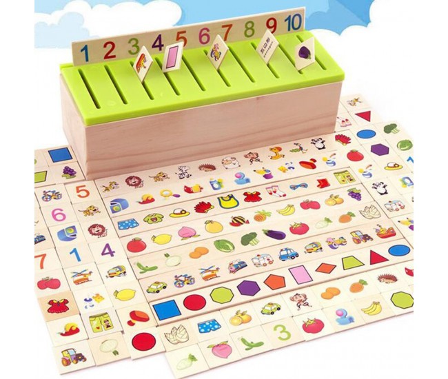 Puzzle de jucarie din lemn, potrivire imagini, numere, forme - 1103067 Puzzle de jucarie din lemn, potrivire imagini, numere, forme - 1103067
