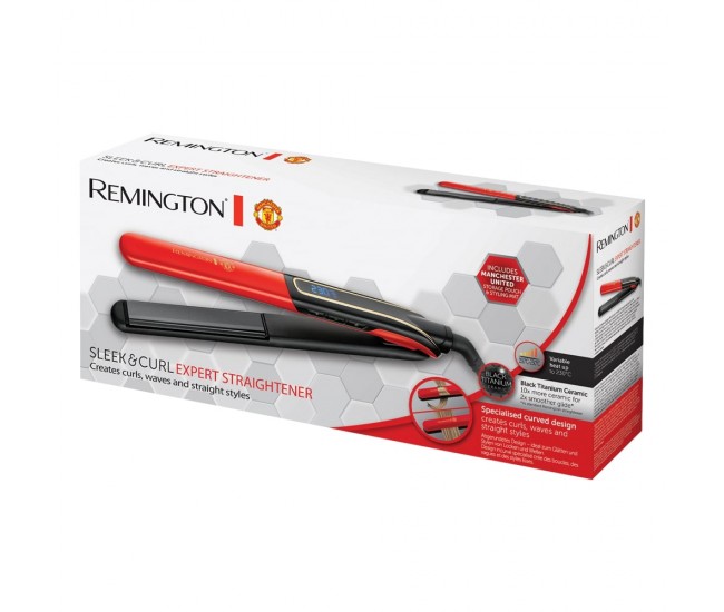 Placa de indreptat parul Remington Sleek & Curl Expert Manchester United Edition S6755 - S6755 Placa de indreptat parul Remington Sleek & Curl Expert Manchester United Edition S6755 - S6755