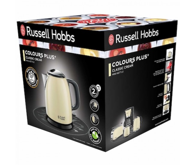 Fierbator Russell Hobbs Colours Plus+ Classic Cream 24994-70, Design compact, 2400 W, 1l, Fierbere rapida, Inox, Crem - 24994-70