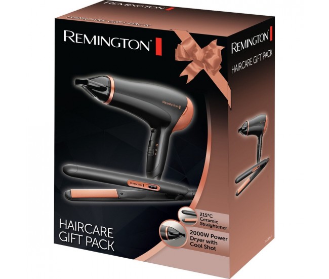 Set cadou placa de indreptat parul + uscator de par Remington D3012GP - D3012GP Set cadou placa de indreptat parul + uscator de par Remington D3012GP - D3012GP
