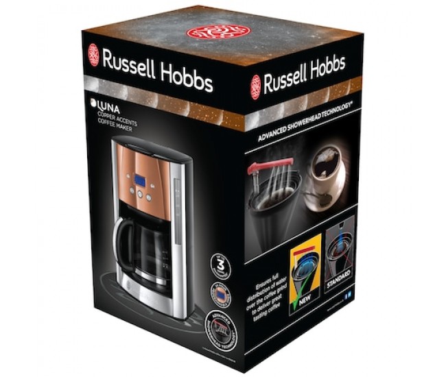 Cafetiera Russell Hobbs Luna Copper Accents 24320-56, 1000 W, 1.8 l , 14 cesti, Inox/Cupru - 24320-56