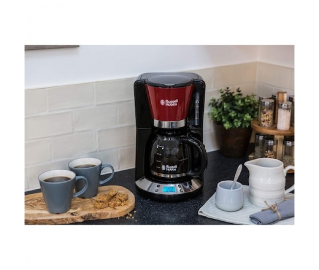 Cafetiera Russell Hobbs Colours Plus+ Red 24031-56, 1100 W, 1.25 L, Tehnologie WhirlTech, Rosu/Negru - 24031-56