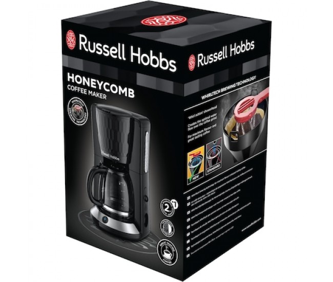 Cafetiera Russell Hobbs Honeycomb Black 27011-56, 1000 W, 1.25 L, WhirlTech, Negru - 27011-56