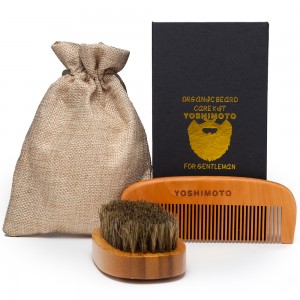 Set barber YOSHIMOTO Ready to go, ingrijire barba si mustata, cu perie si pieptan - RST061
