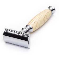 Set barber YOSHIMOTO A Gentleman's Tale cu aparat de ras clasic, stand si pamatuf, galben - RST037