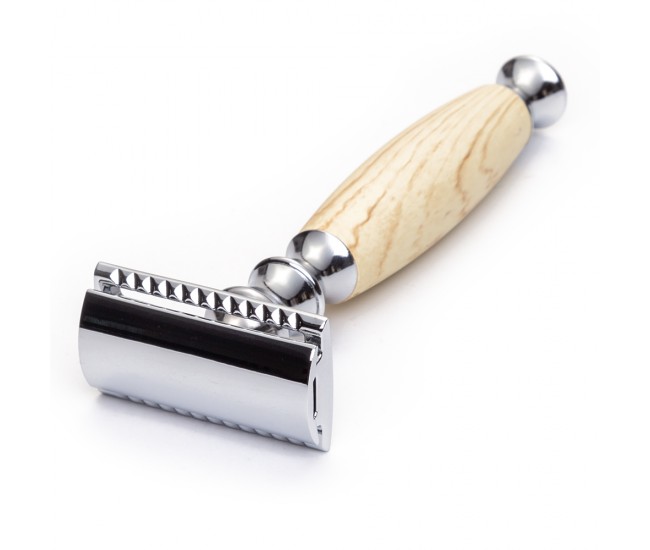 Set barber YOSHIMOTO A Gentleman's Tale cu aparat de ras clasic, stand si pamatuf, galben - ST037