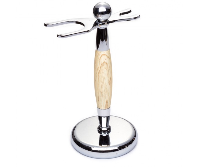 Set barber YOSHIMOTO A Gentleman's Tale cu aparat de ras clasic, stand si pamatuf, galben - ST037