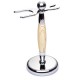 Set barber YOSHIMOTO A Gentleman's Tale cu aparat de ras clasic, stand si pamatuf, galben - ST037