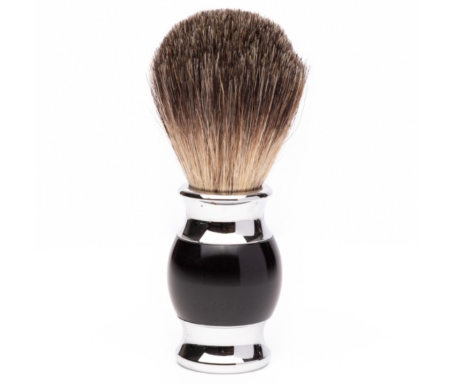 Set barber YOSHIMOTO Royal Black Modern, cu aparat de ras clasic, stand si pamatuf, negru - ST041