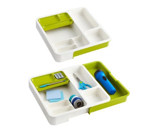 Organizator extensibil pentru sertar, din polipropilena, verde - 7023