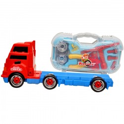 Set camion de jucarie, cu trusa scule, se poate dezasambla, cu sunete si luminite