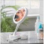 Oglinda rotunda machiaj cu iluminare LED, pliabila, 25 cm, efect de lupa, alb - JG988