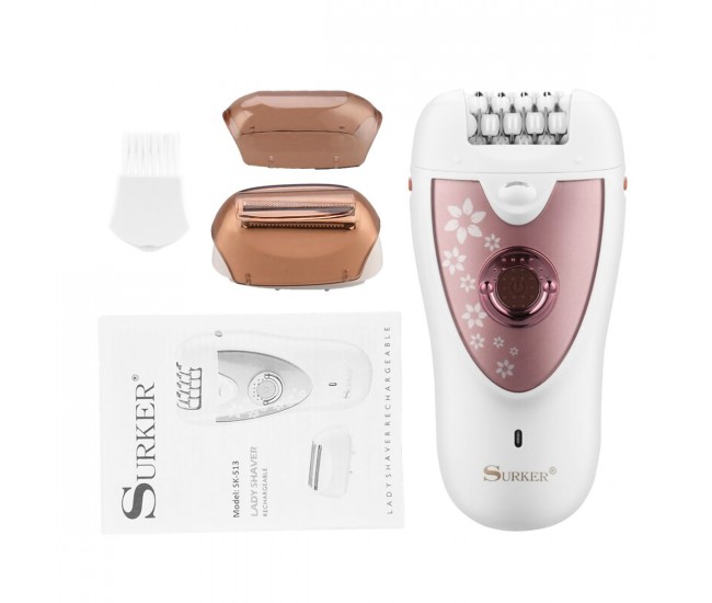 Epilator si aparat de ras reincarcabil Surker, 2 viteze, led, alimentator inclus