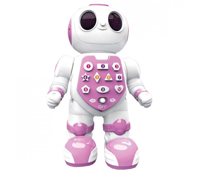 Robot de jucarie, canta, danseaza si merge, cu luminite, roz