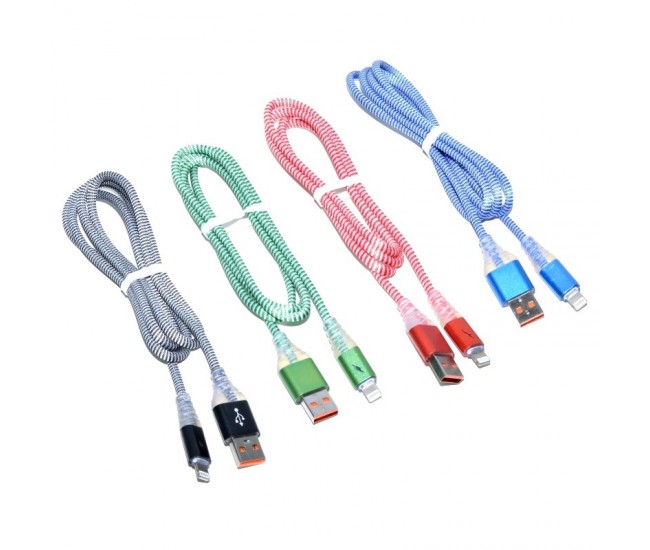 CABLU PANZAT USB TATA LA MUFA IPHONE (LIHTING) CU LED D8-32I