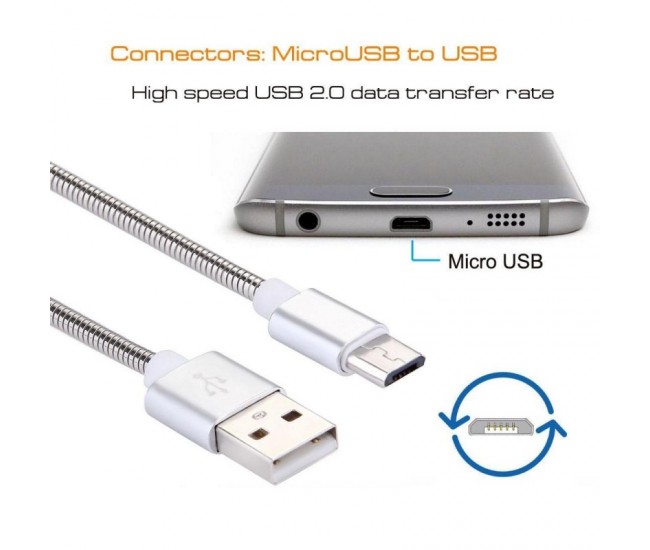 CABLU USB - MICRO METALIC , LUNGIME 100CM / D8-55