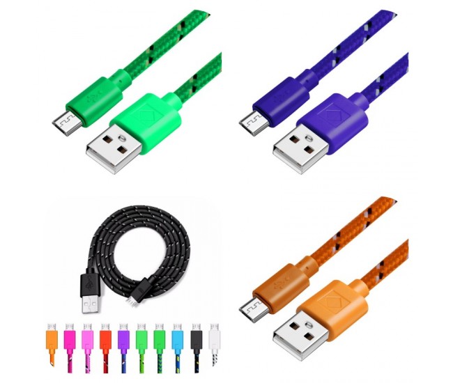 CABLU USB - MICRO USB PANZAT ,DIV CULORI