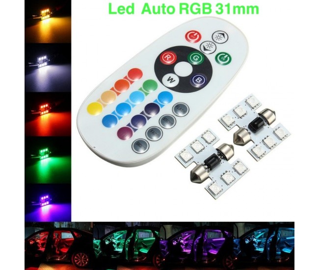 LED RGB AUTO 31MM CU TELECOMANDA