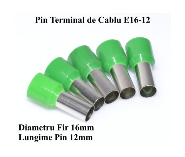 PIN TERMINAL DE CABLU E16-12 VERDE , 100BUC/SET