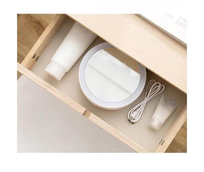 Oglinda rotunda machiaj cu iluminare LED, pliabila, 25 cm, efect de lupa, alb - JG988