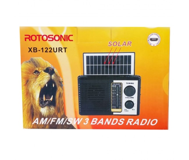 Radio MP3 portabil, cu panou solar, dimensiuni mici, negru - XB122URT
