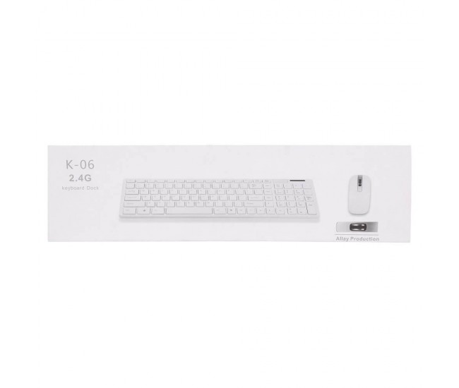 Kit Tastatura si Mouse wireless, 37x11x2 cm, USB Receiver, alb - K06