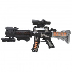 Pusca de jucarie, cu sunete si luminite, lungime 71 cm, negru/alb - 339A