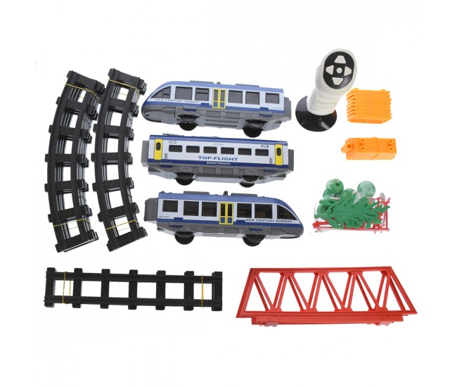 Trenulet de jucarie, 3 vagoane, circuit 220 cm, cu accesorii, alb - 2802Y1
