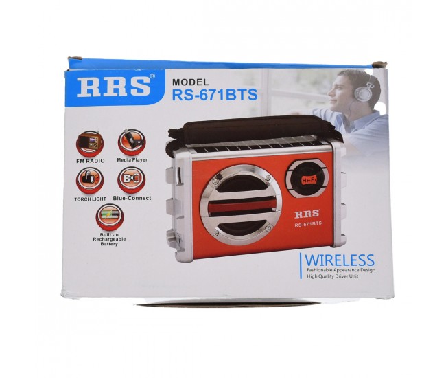 Radio MP3 portabil cu Bluetooth, panou solar si baterie reincarcabila, 16x12x7 cm, USB, TF, AUX, maro - RS671BTS