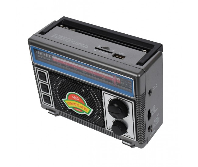 Radio MP3 portabil, baterie reincarcabila, 16x12x7 cm, USB, TF, AUX, negru - XB1367UR