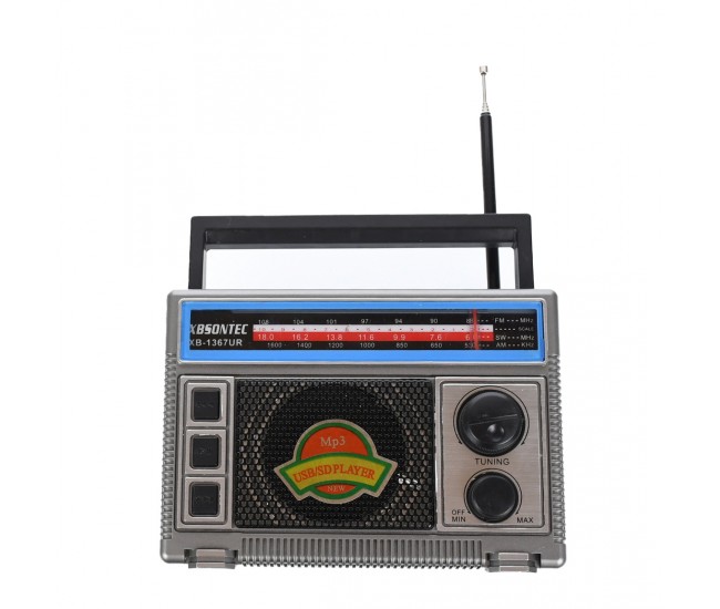 Radio MP3 portabil, baterie reincarcabila, 16x12x7 cm, USB, TF, AUX, negru - XB1367UR