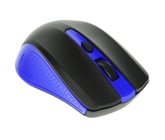 Mouse wireless, 1200 DPI si raza de actiune de 10 metri, frecventa 2.4 Ghz, albastru