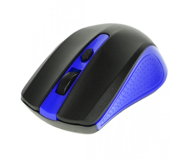 Mouse wireless, 1200 DPI si raza de actiune de 10 metri, frecventa 2.4 Ghz, albastru