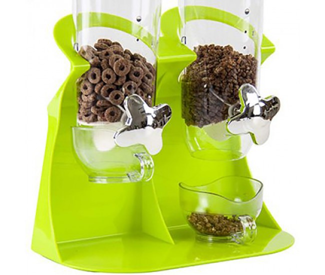 Dispenser de cereale dublu, pentru cereale, nuci si bomboane, cafea, verde - 21983