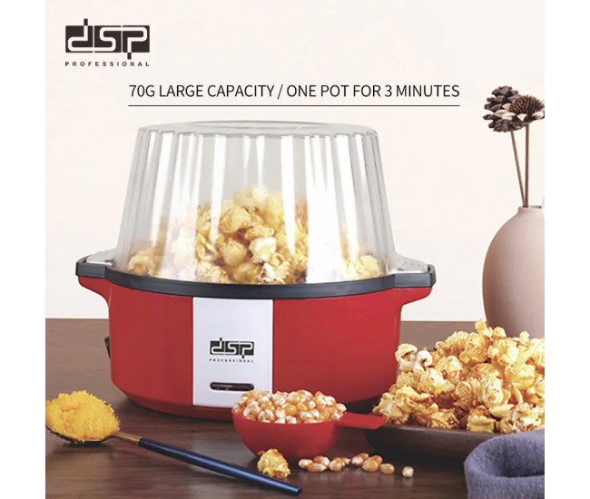 Aparat de facut popcorn DSP, 700W, tehnologie cu aer cald, timp de preparare 4-9 min, rosu - KA2023