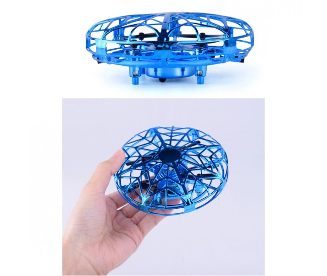 Drona de jucarie cu senzori, rezistenta la impact, baterie reincarcabila, functii LED, albastru