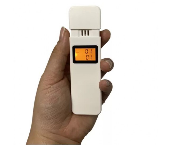 Tester de alcoolemie digital, raspuns rapid, functie de ceas, cronometru, alb - AT001