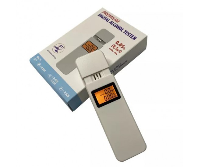 Tester de alcoolemie digital, raspuns rapid, functie de ceas, cronometru, alb - AT001