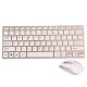 Kit Tastatura si Mouse wireless, placa aurie din metal, butoane albe - HK3910