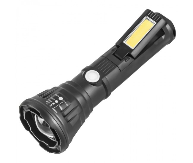 Lanterna LED si COB Lateral, 3 Moduri Iluminare, Zoom, Reincarcabila USB - JLP2182B