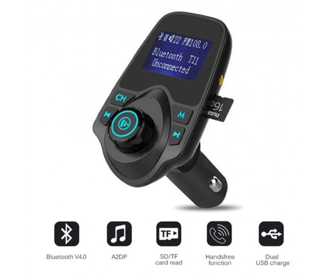 Modulator MP3 FM, Bluetooth, Hands-Free, 2 Porturi USB, MicroSD, Negru - A31