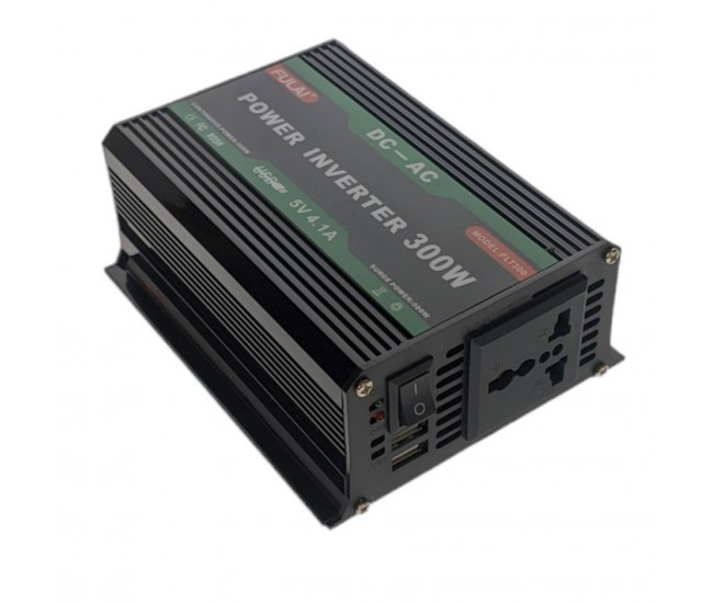 Invertor Auto 300W Chaomin, de la 12V la AC 220-240V, Conectare la Bricheta si la Bateria Masinii, cu 2 Iesiri USB - INV300W