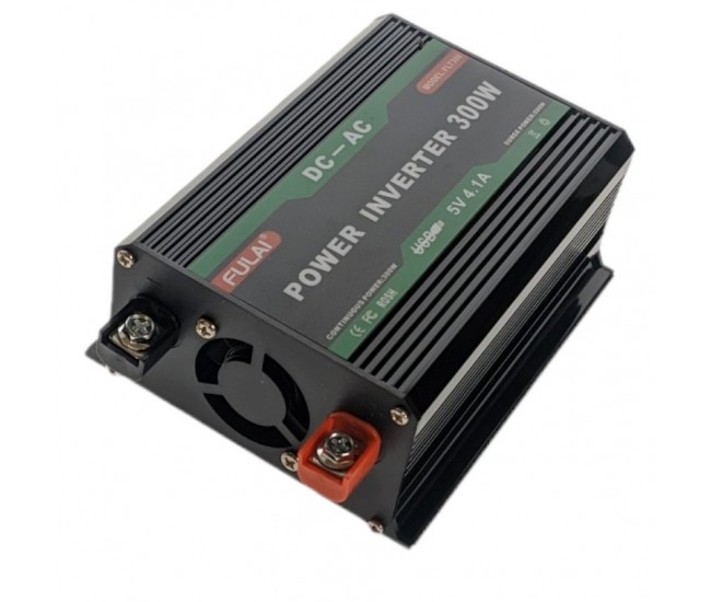 Invertor Auto 300W Chaomin, de la 12V la AC 220-240V, Conectare la Bricheta si la Bateria Masinii, cu 2 Iesiri USB - INV300W