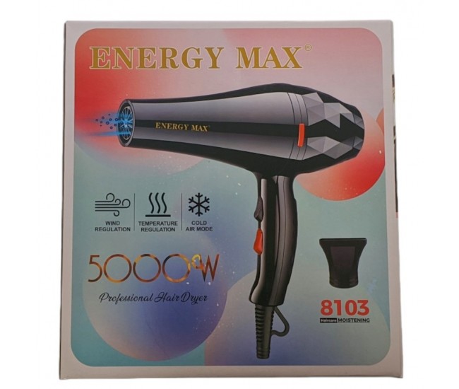 Uscator profesional pentru par, Energy Max 5000W, 3 setari temperatura si 2 de viteza - 8103