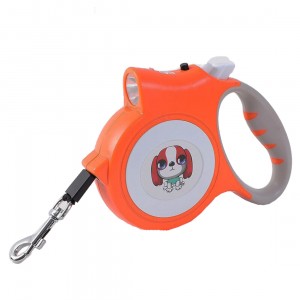 Lesa retractabila, 5 metri, cu lanterna, portocaliu, pana la 35 kg - FG901P