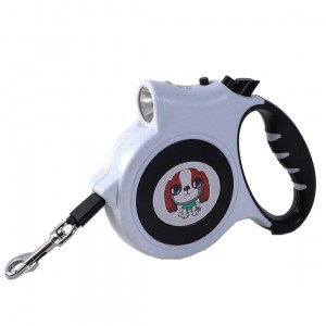 Lesa retractabila, 5 metri, cu lanterna, negru si alb, pana la 35 kg - FG901NA